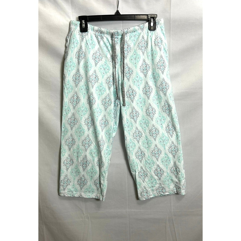 Carole Hochman Womens S Damask Print Pajama Pants Cropped Wide Leg Sleep Bottoms